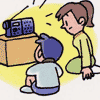 ラジオを聴いている様子のイラスト